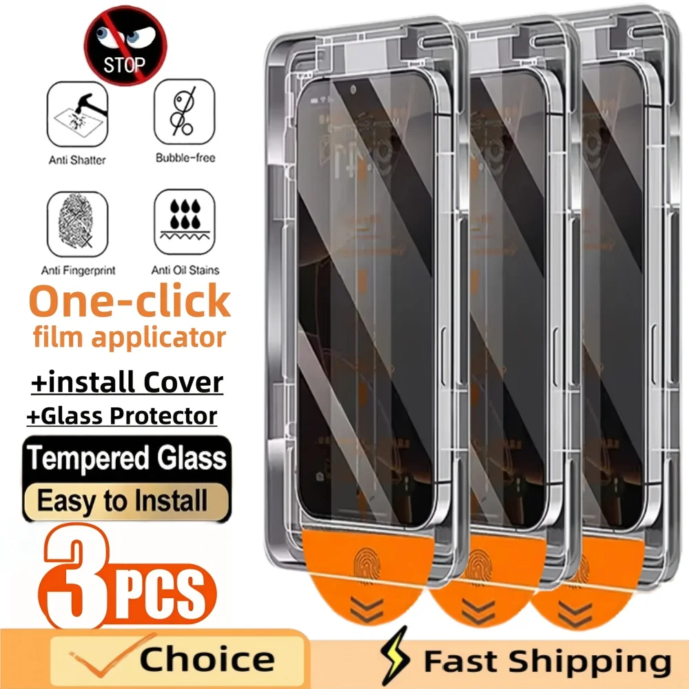 3PCS Oleophobic Coating Privacy Screen Protector For iPhone 11 12 13 14 15 16e 17 Pro Max Air Mini XS XR Dust Free Installation