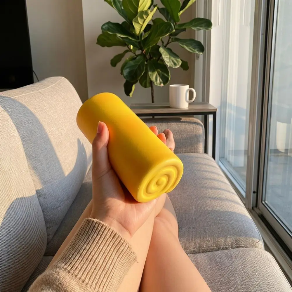Ultra Wet Yellow Swiss Roll Squeeze Soft Touch Sticky Texture Bread Squishy Calming Soft Cute Sensory Fidget Cake