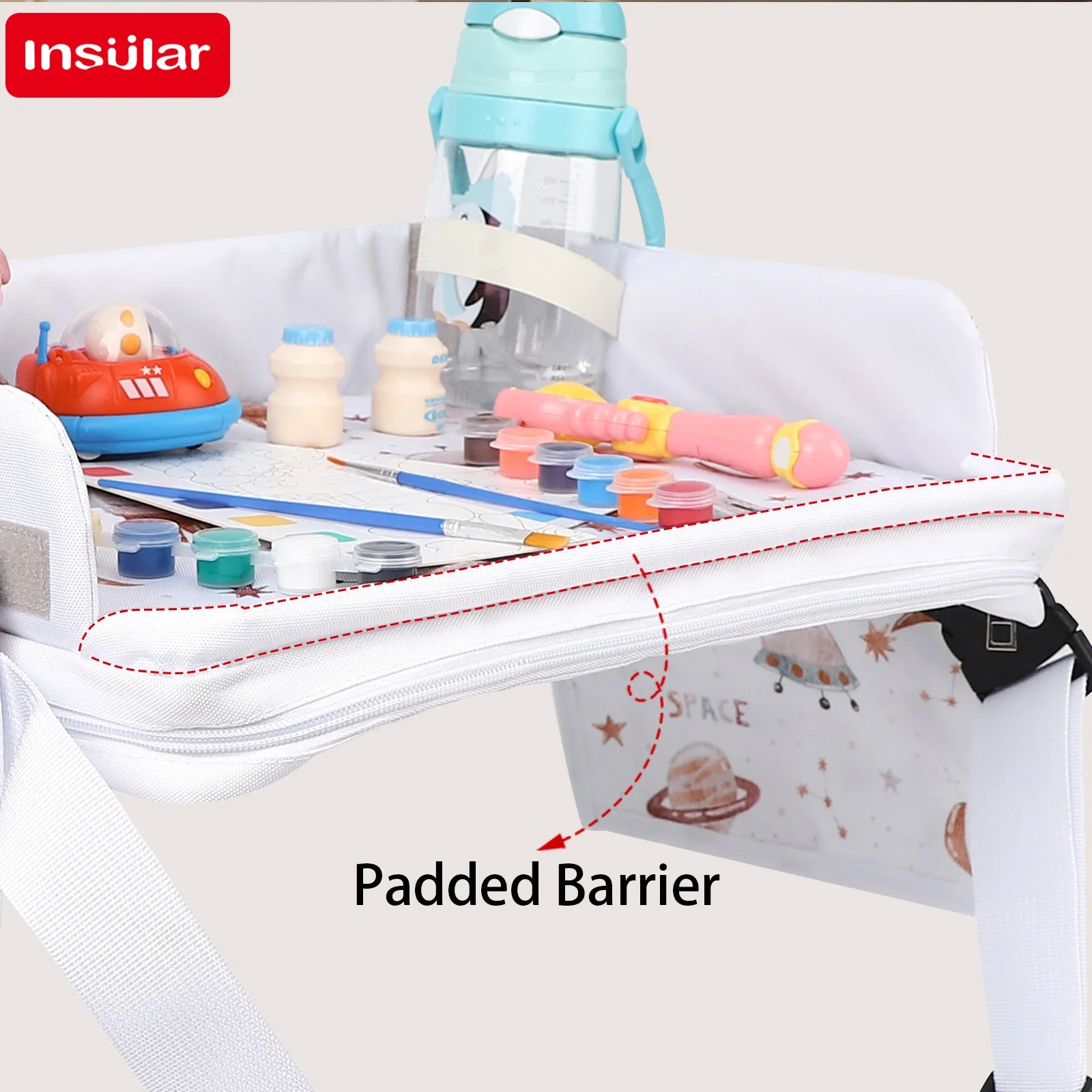 กระดานเขียนแบบพกพาสำหรับเด็กในรถยนต์ พร้อมกระเป๋าเก็บของสำหรับแท็บเล็ตและอุปกรณ์วาดภาพ