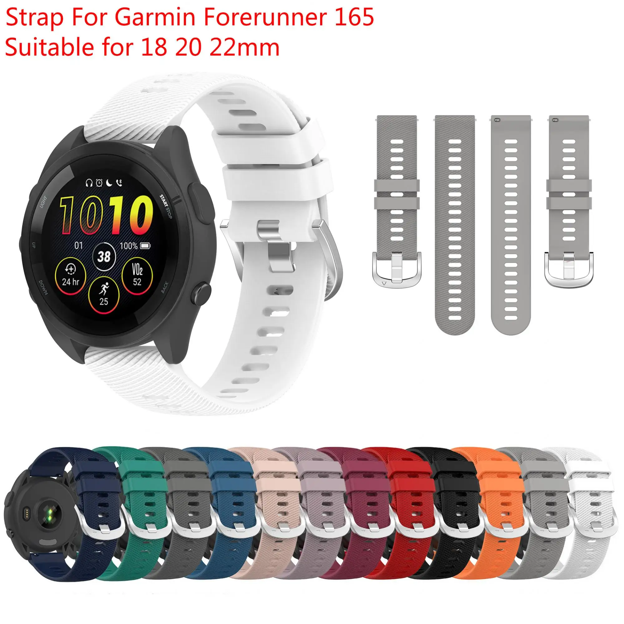 

Suitable for Garmin watch waterproof strap accessories with 18 20 22mm diagonal pattern silicone monochrome strap