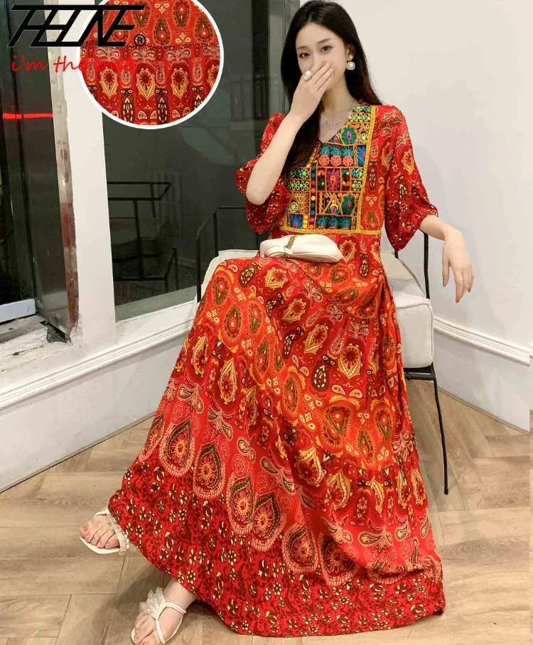 Indian Dress for Women Summer Embroidery Chic Elegant Party Dresses Clothes  Vintage Long Maxi Prom Bohemian Beach Robe Vestidos - AliExpress 200000345