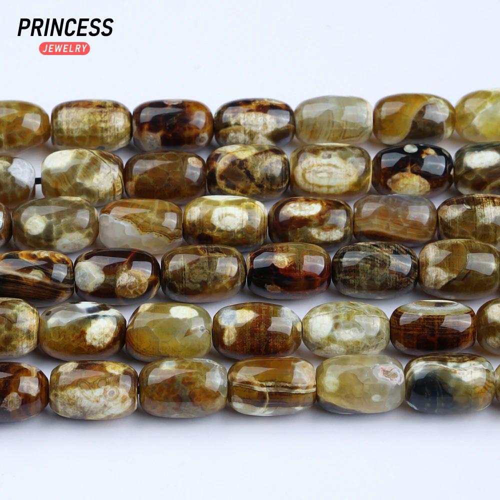 A+ Natural Fiery Agate Onyx Barrel Tubular Shape Beads for Jewelry Making Bracelet Necklace Wholesale DIY Beads Accessories