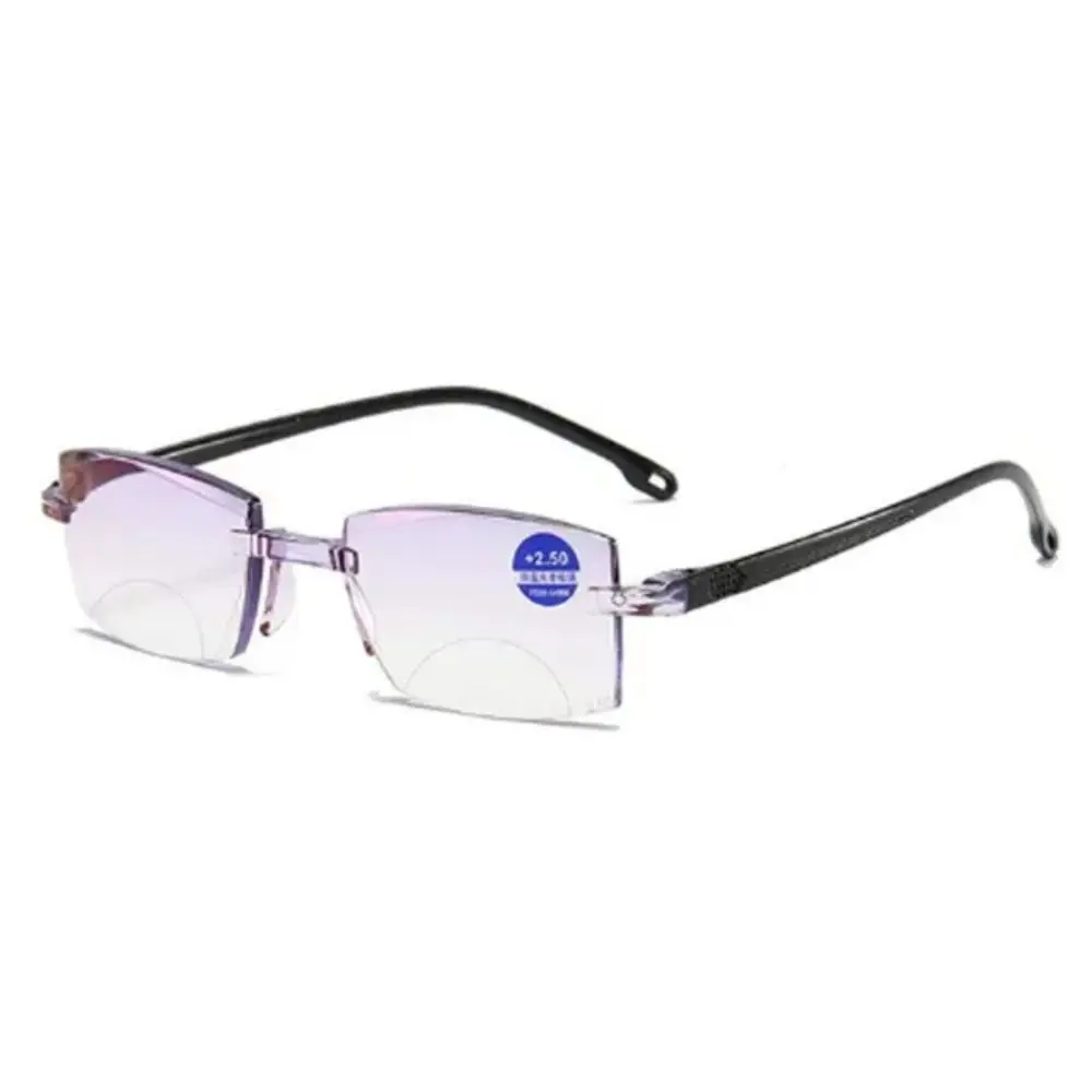 PC Reading Glasses Black+Blue Rectangle Blue Light Blocking Glasses Diamond-cut Bifocal Strength: 1.0~4.0x Presbyopia Eyeglasses
