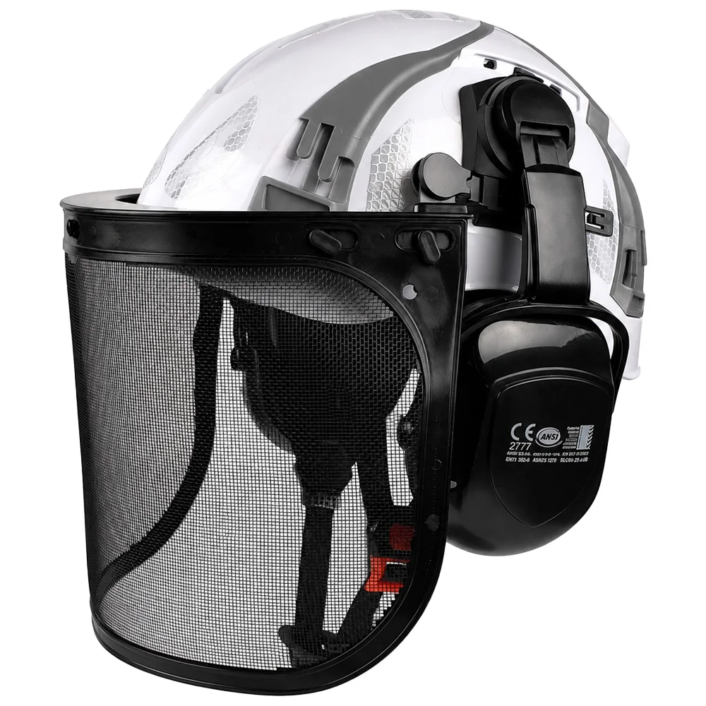 CE ANSI Forestry Safety Helmet with Reflective Stickers 3-in-1 Chainsaw Hard Hat Mesh Shield Ear Muffs for Arborist Logging Cap