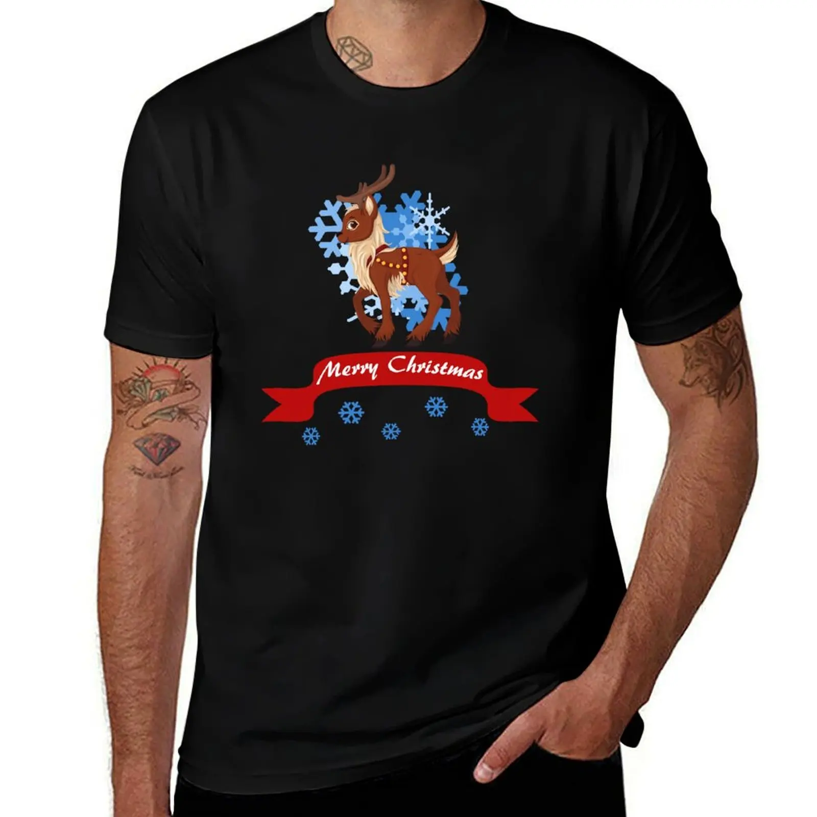 Merry Christmas Reindeer T-Shirt Casual Loose Fit Summer Tee Shirt T-Shirt