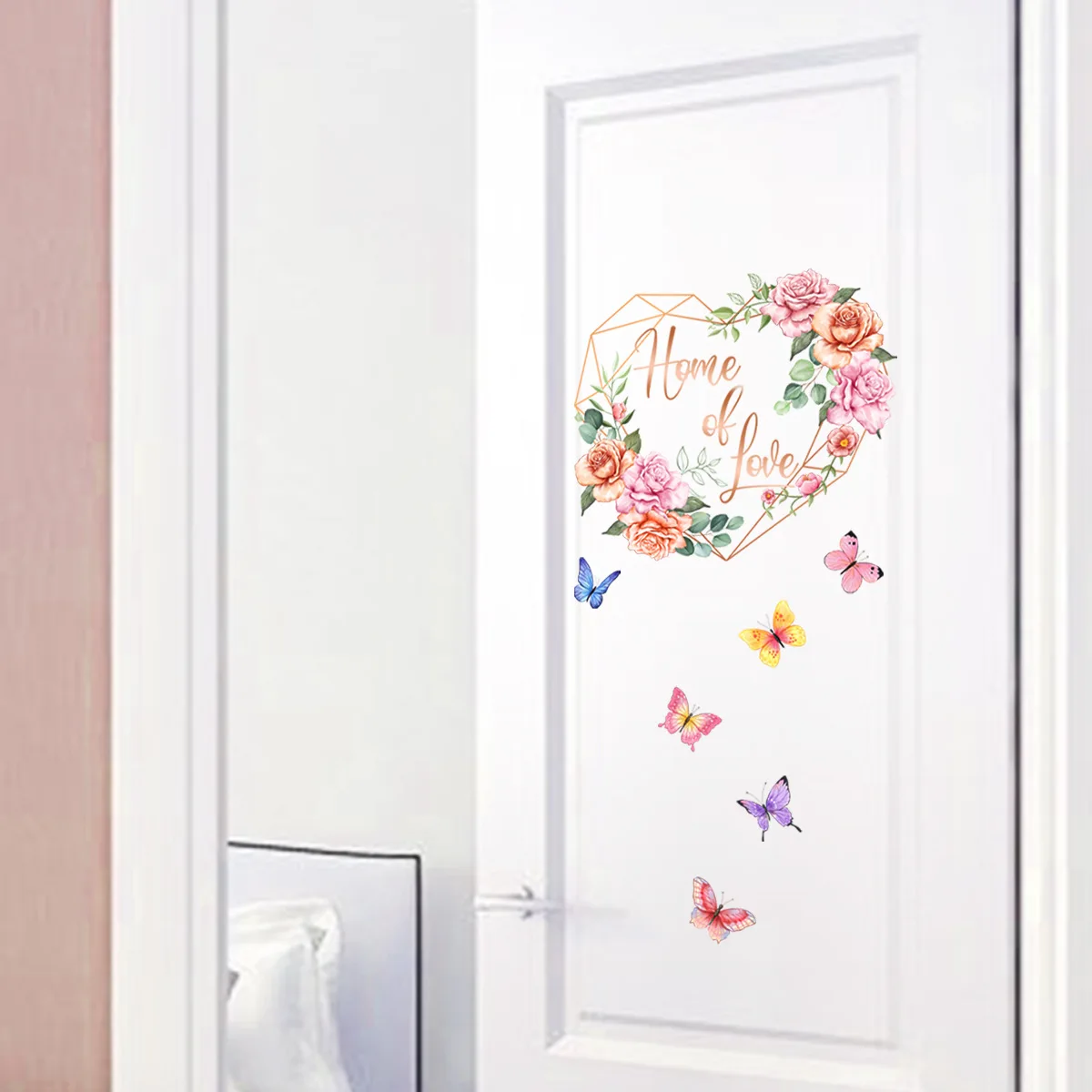 30*35cm English Home Flower Butterfly Wall Sticker Door Sticker Living Room Bedroom Study Dining  Decoration Wall Sticker Ct8018