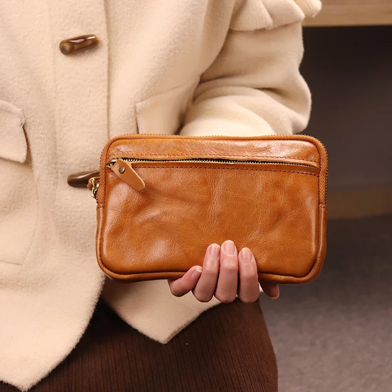

New Style Retro Simple Large Capacity Handmade Cowhide Clutch Bag Women's Retro Handbag