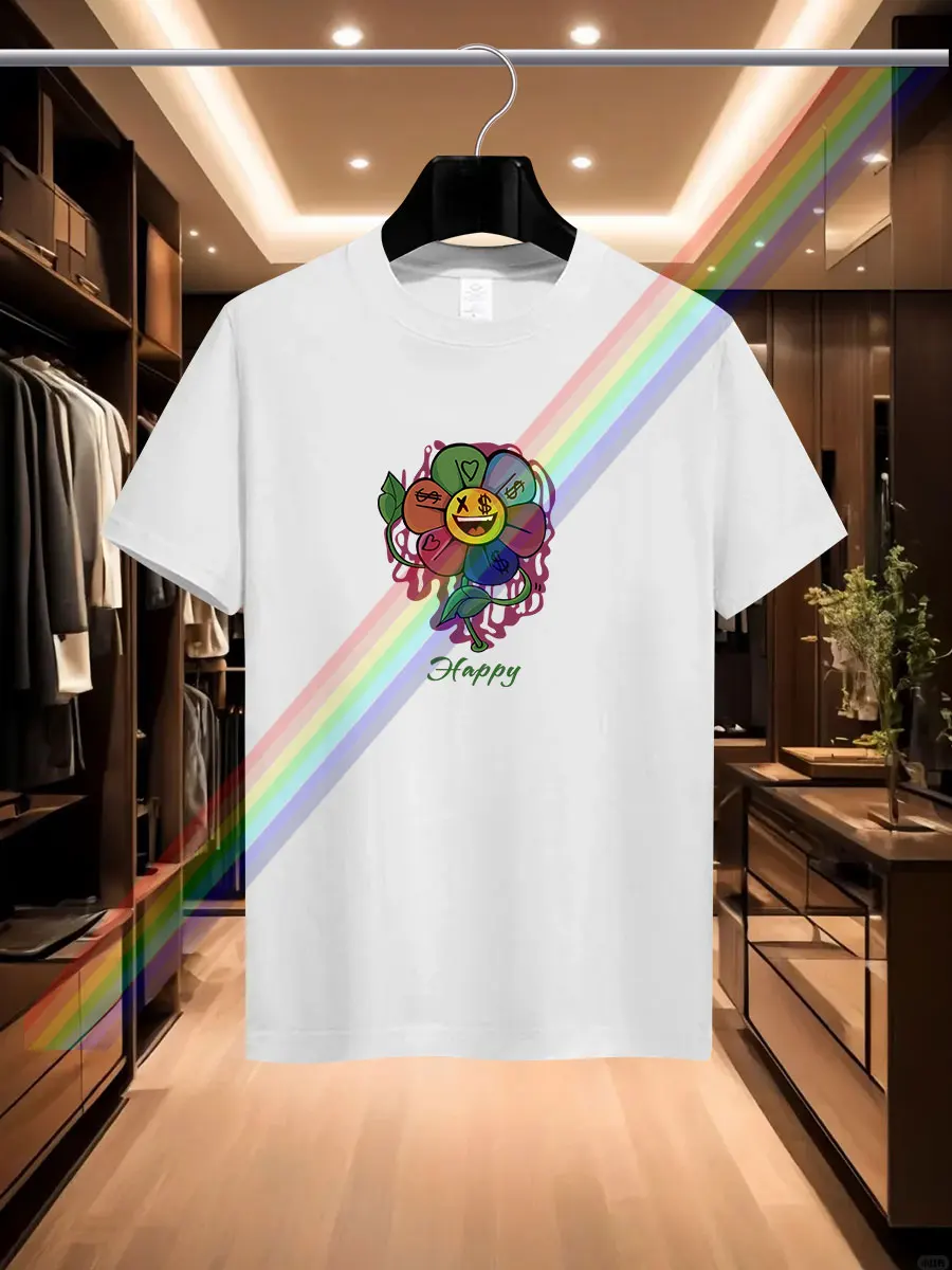 

The 2025 new men's summer luxury fashion brandSunflower Printed T-shirt, pure cotton round neck casual and trendy Y2K high-end a