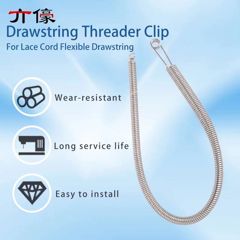Bendable Spring Drawstring Threader Clip Pants Hoodies Elastic Band Lace Cord Flexible Drawstring Thread DIY Sewing Accessories