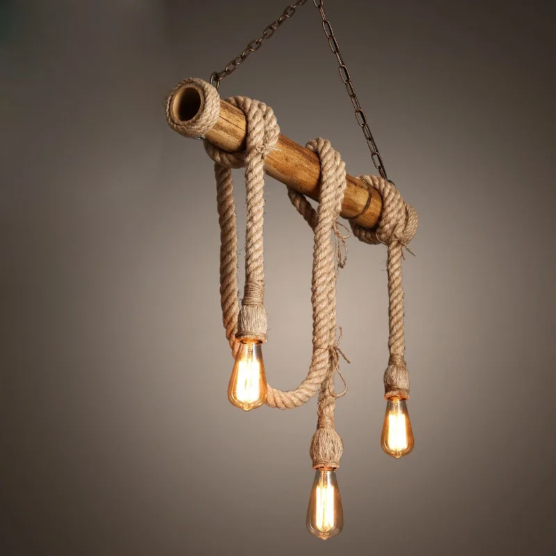 النمط الأمريكي الريفية حبل القنب قلادة ضوء الرجعية النمط الصناعي مطعم مصباح الإبداعية مقهى بار الديكور الفني #1