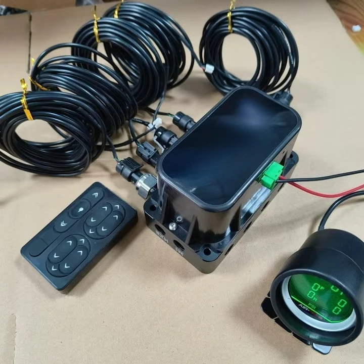 

New 12v solenoid valve remote control 0-200 pounds per square inch 15 12 4 buttons 52 millimeters pressure gauge 5 suspension