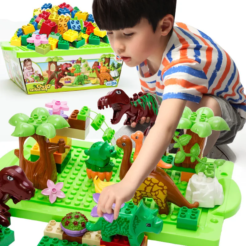 

Creative Jurassic Dinosaur Paradise World Animal Forest Tree Kids Toys Building Blocks Animals Diy Assembled Bricks Boys Gifts