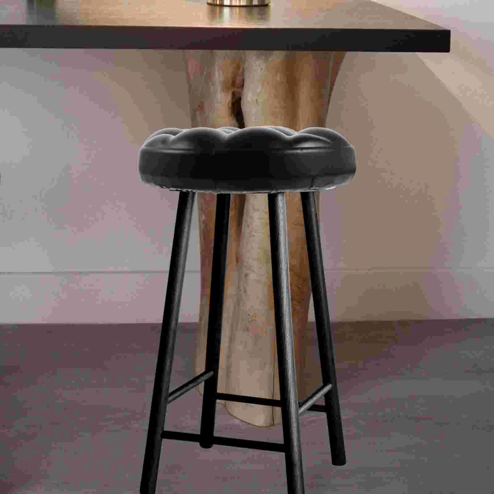 Bar Stool Seat Panel 8cm Hole Distance Black PU Padded Round Replacement for Swivel Adjustable Counter Chairs