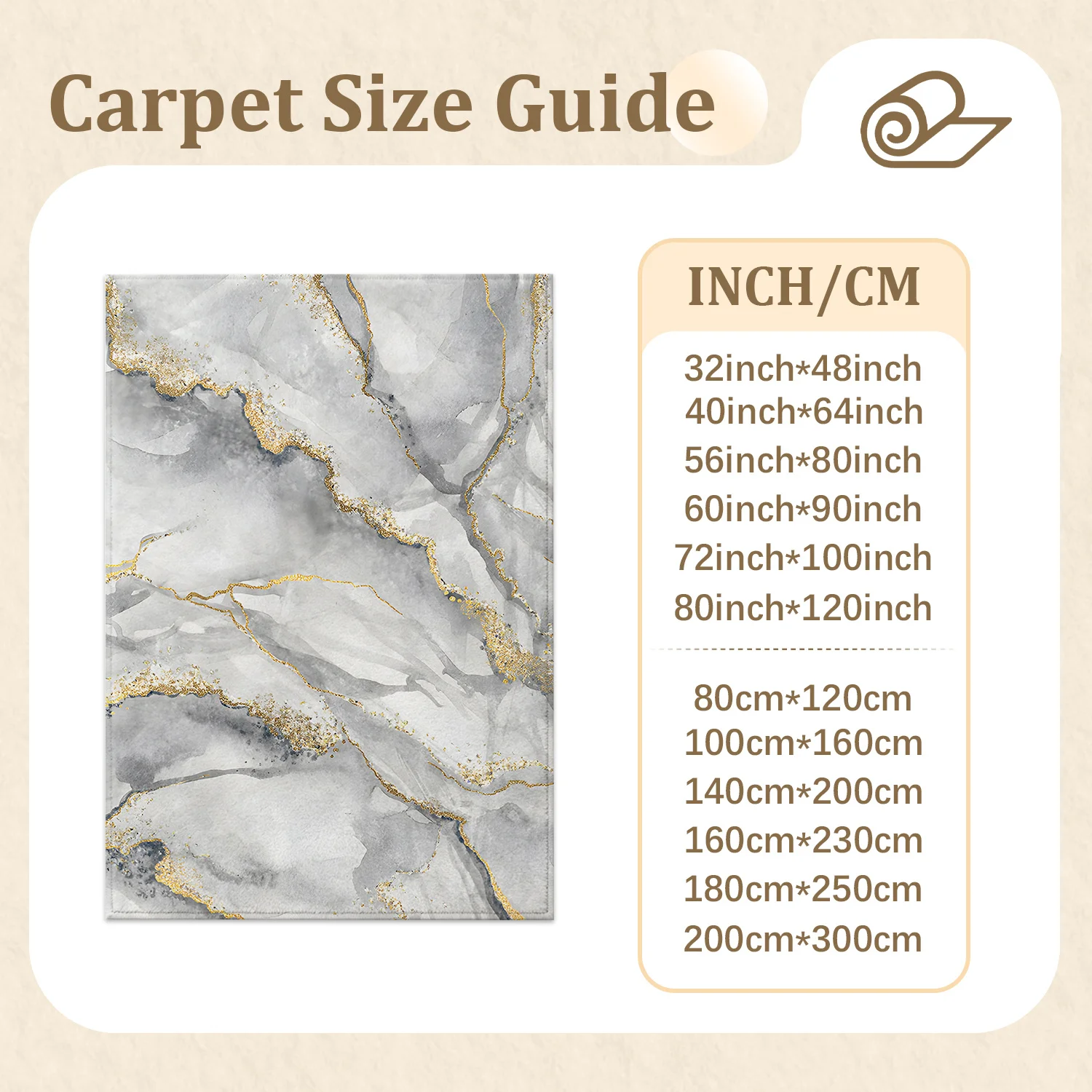 Large Indoor Area Rug, Soft Velvet Low Pile Non-Slip Dotted Backing, Machine Washable Gray Gold Marble Pattern Floor Carpet for Living Room, Bedroom, Contemporary Home Decor