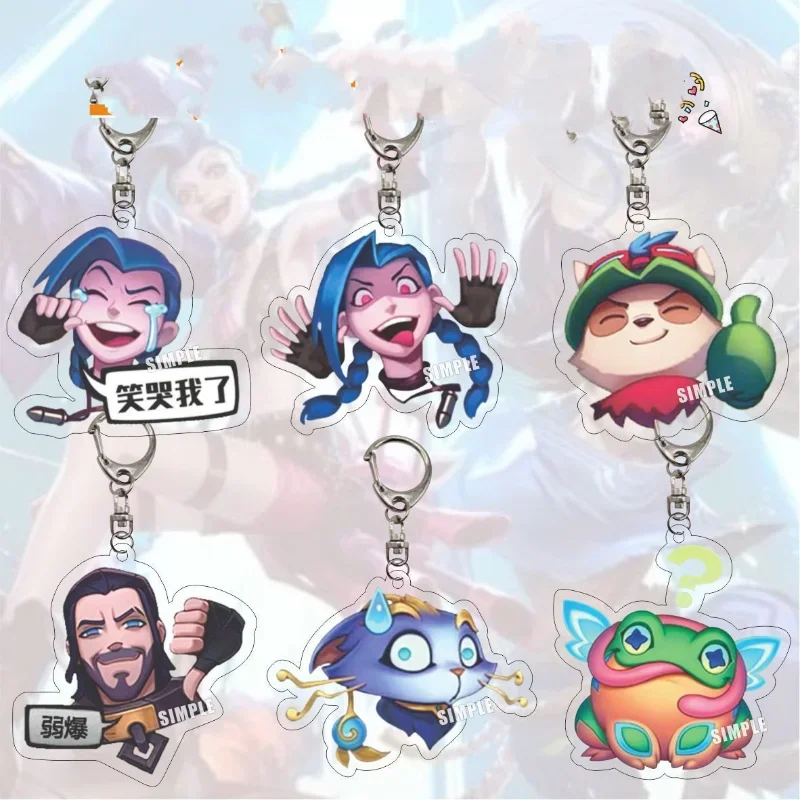 

LOL Anime KeyChain Parody Jinx Yuumi Men Key Chain for Women Fashion Funny Cute Figure Acrylic Keyring Pendant Exquisite Gifts