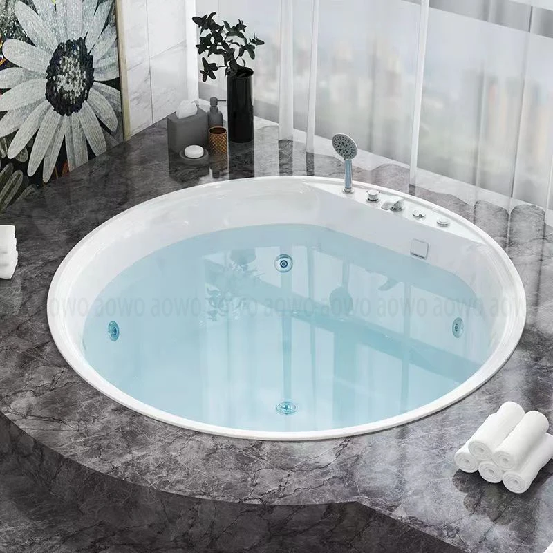 Bañera de masaje de forma redonda para baño moderno, baño de burbujas, cobertizos de Fizzies para Jacuzzi con 5 accesorios para grifos