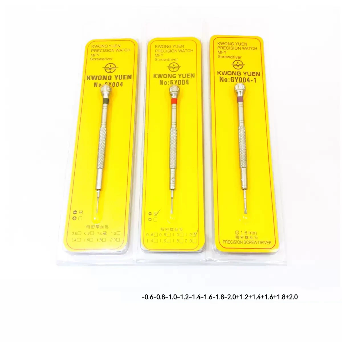 KWONG YUEN GY004 الصين صنع مايكرو فيليبس/مفك برأس مسطح في مفك براغي من نوع فتحة ملليمتر لإصلاح الساعة