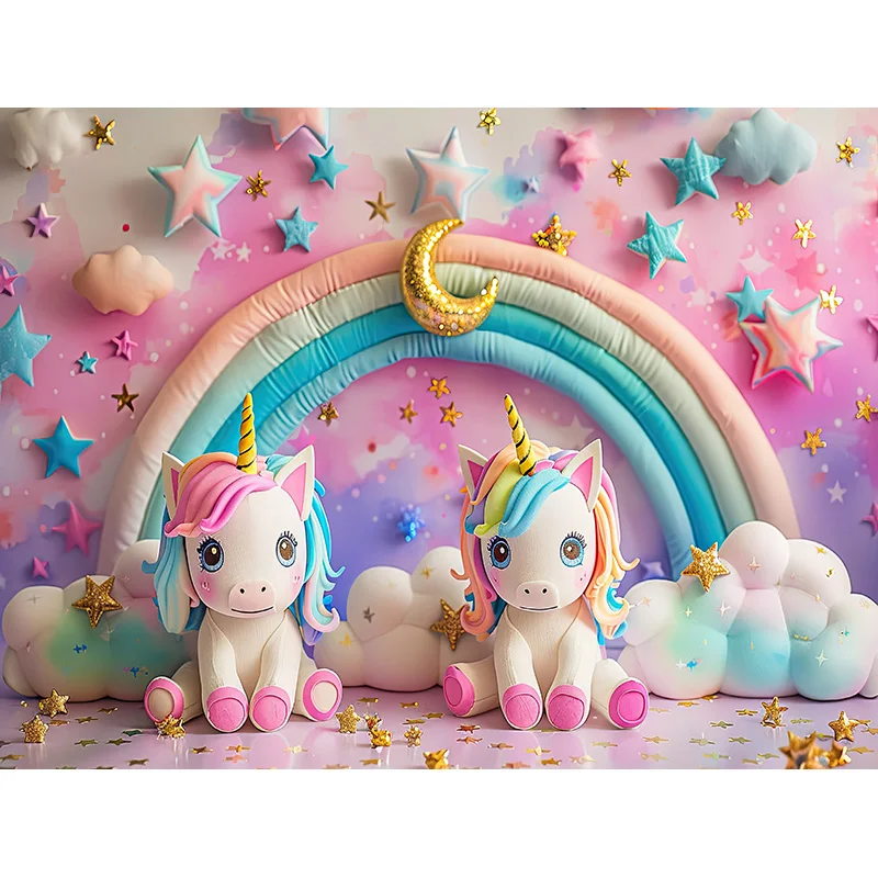 Rainbow Backdrops Adereços para Fotografia, Balões Coloridos Arco, Photo Background, Birthday Party, Unicórnio, Bebê Recém-nascido, DF-08