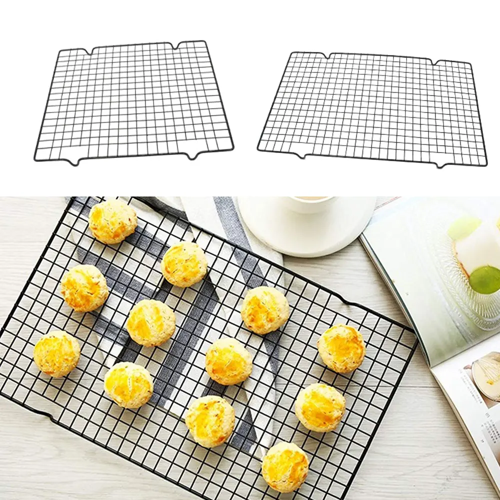 Stainless Steel Wire Grid Cooling Tray Cake Food Rack Oven Kitchen Baking Pizza Bread Barbecue Cookie Biscuit Holder Shelf Rack