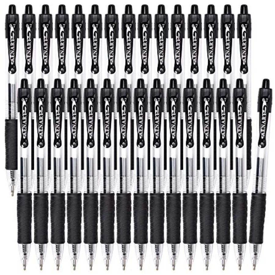 Gel Pens 30 Pack Black Gel Pen Fine Point Retractable Gel Ink Rollerball Pens for Smooth Writing 0.7mm Back to School Supplies