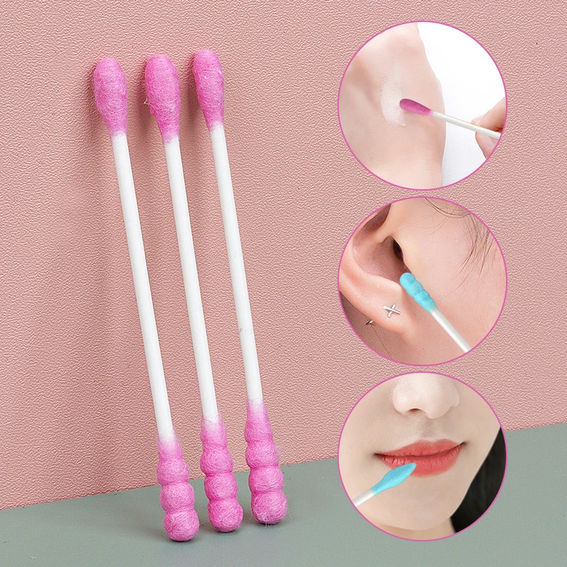 100pcs Paper Stick Double Head Cotton Swabs Disposable Colorful Spiral Tips Cotton Buds Makeup Cleaning Eco-friendly Beauty Tool