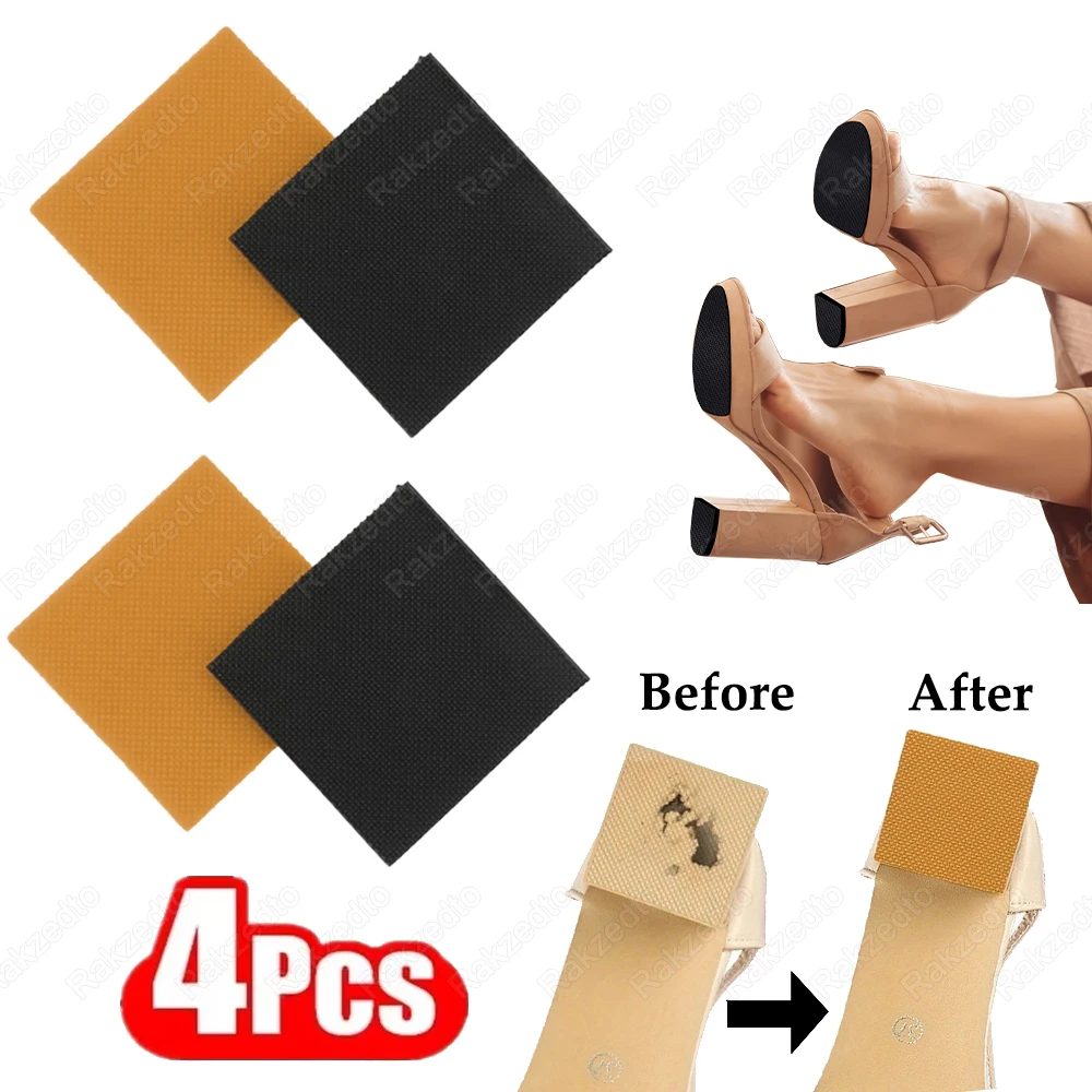 2Pairs Rubber Soles for High Heels Outsole Replacement Non-Slip Shoe Pads Repair Sole Protector Heel on Bottom of Leather Shoes