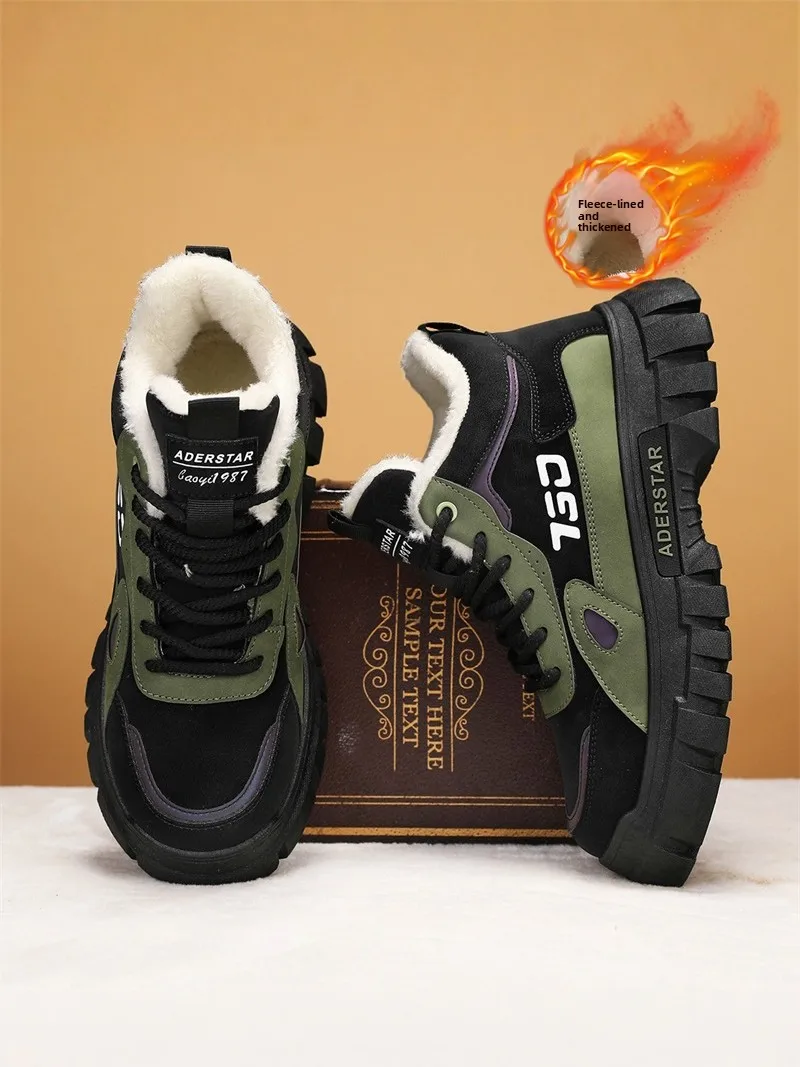 Men's Winter High-Top  Snow Boots Thermal Insulated Outdoor Climbing Waterproof Anti-slip Cotton Shoes for Youth