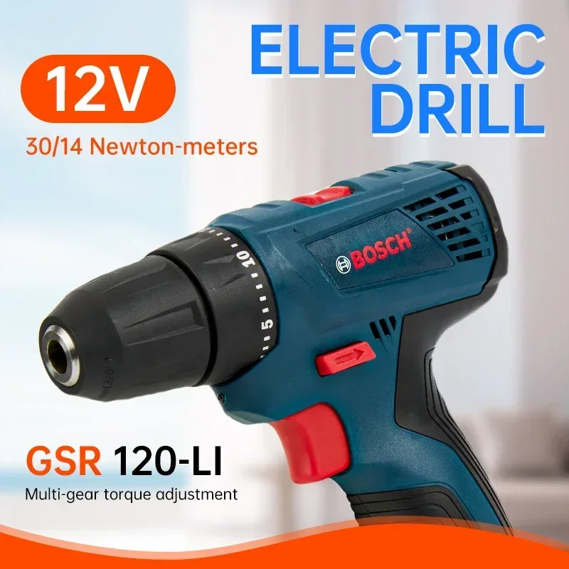 

Bosch-Professional Cordless Electric Hand Drill, Multi-Function Screwdriver, Home DIY Tools, GSR120-LI
