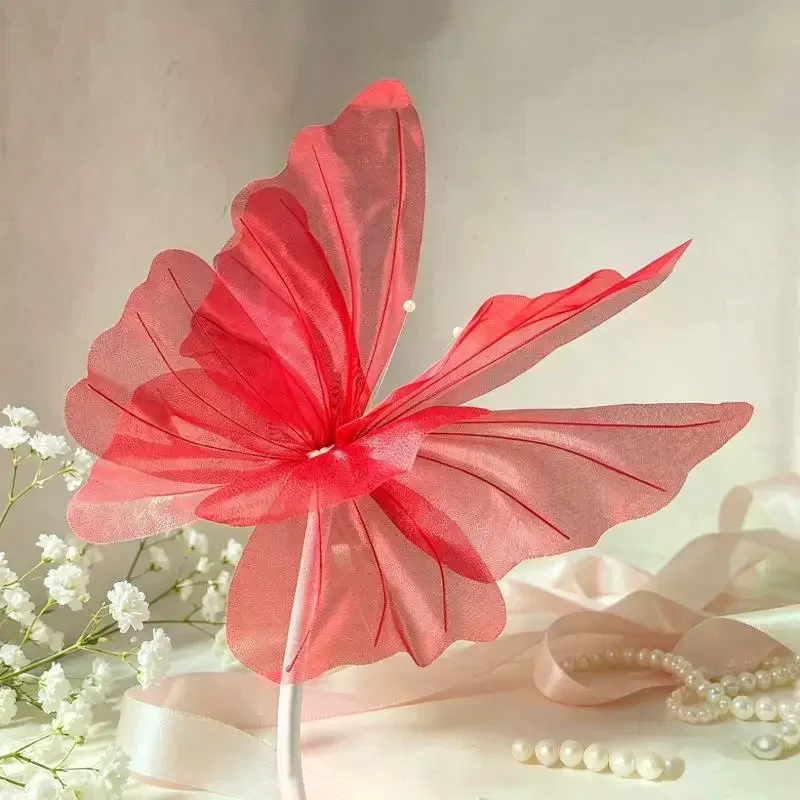 1Pcs Hollow Large Hanging Gauze Fake Butterfly 50cm Big Simulation Butterfly 3D Outdoor Shopping Mall Wedding Festival Decor