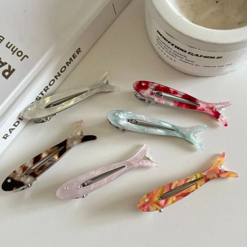 

Cute Colorful Acetate Fish Duckbill Hair Clip Sweet Girl Bangs Side Barrette Non Slip Broken Hair Styling Women Hair Accessories
