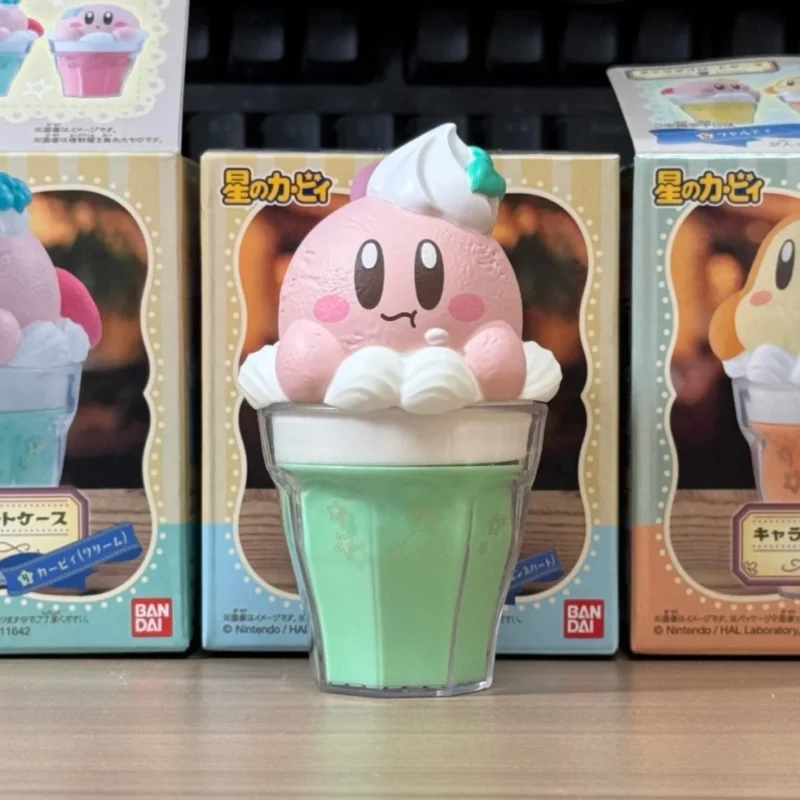Bandai estrela kirby latte arte xícara de café brinquedo wadulu rosa caixa de armazenamento de gordura ornamento de ovo para fãs de derivados de animação