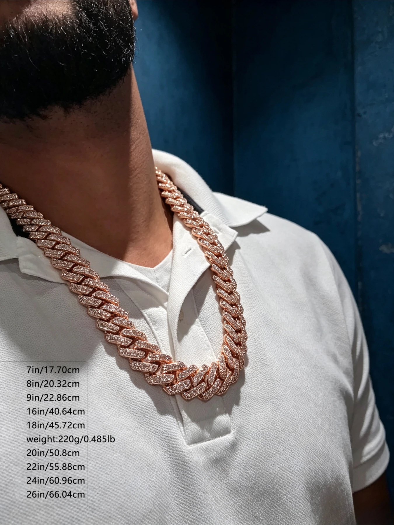 14Mm double row Miami style solid thickened full diamond Cuban thick chain, chilled diamond surface luxury visual effect,