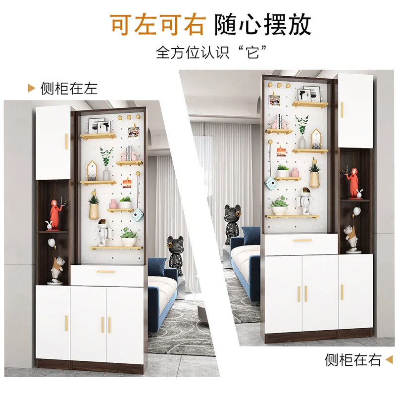 Screen partition living room simple modern entry door solid wood facing the door double-sided entrance cabinet hole board