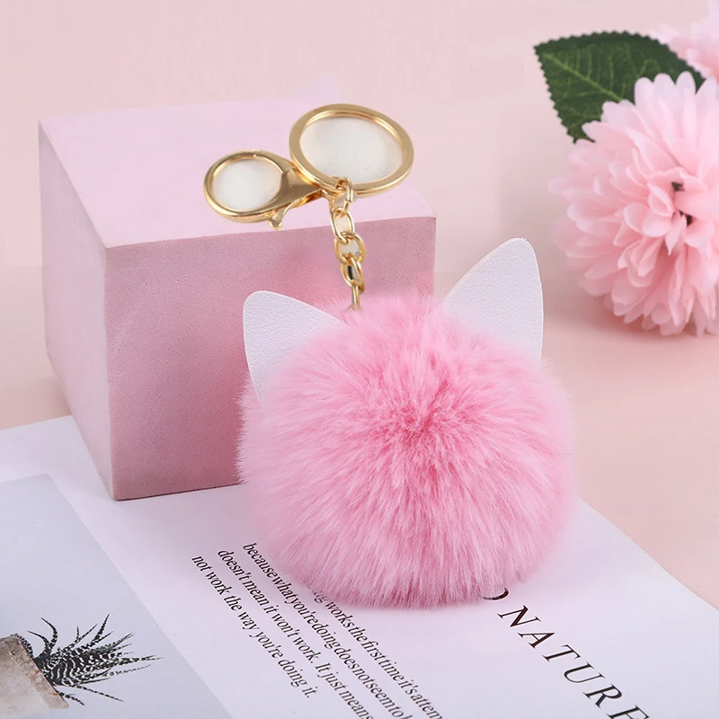 Rabbit Ear Plush Keychain Crystal Dance Ballet Girl Key Chain Originality Angel Imitation Rabbit Hair Ball Ladies Bag Jewelry