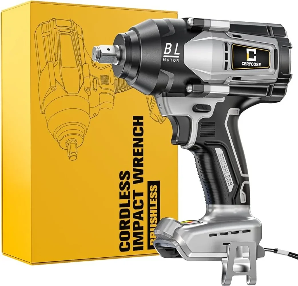 

Cordless Impact Wrench 1/2" Hog Ring Compatible with Dewalt 20V Battery, Max Torque 600ft Lbs (810N.m), Brushless-Power Motor