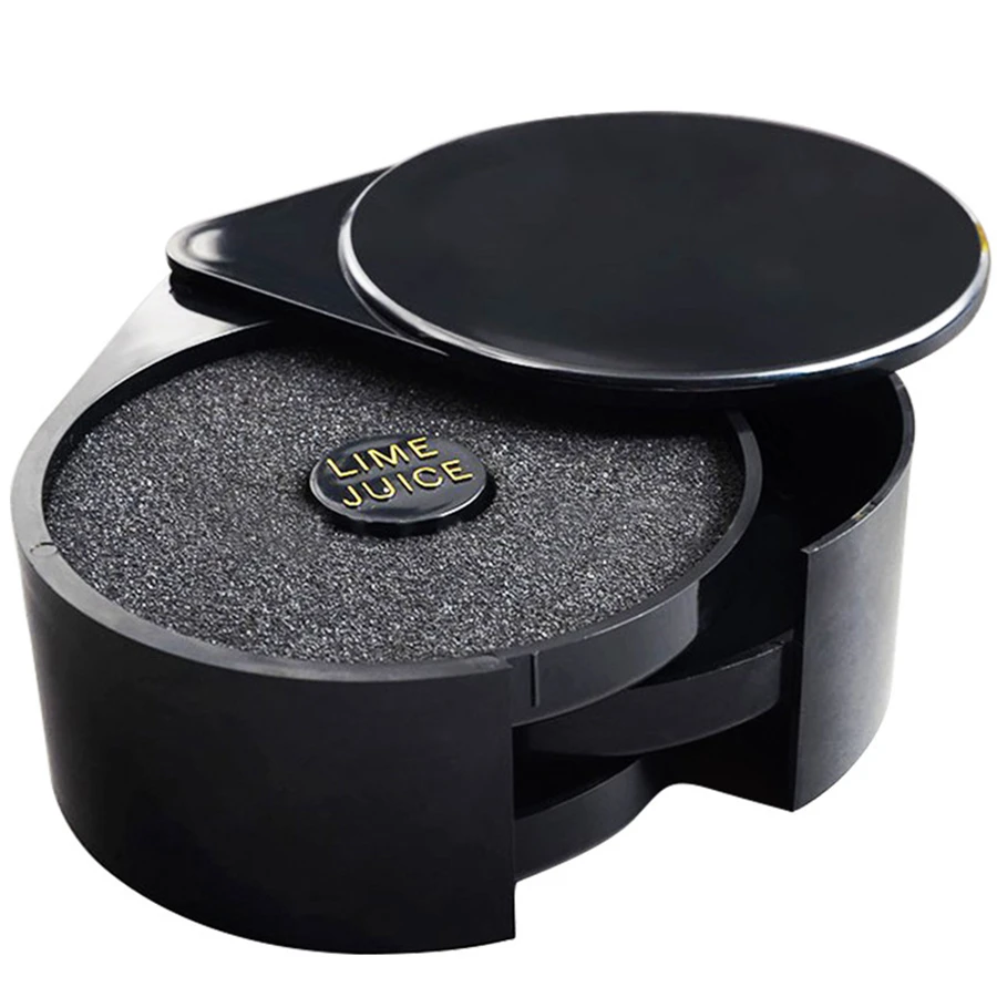 Black 3 Layer Plastic Cocktail Seasoning Box Glass Rimmed with Sugar Salt Lemon Bar Accessories Bartender's Tools