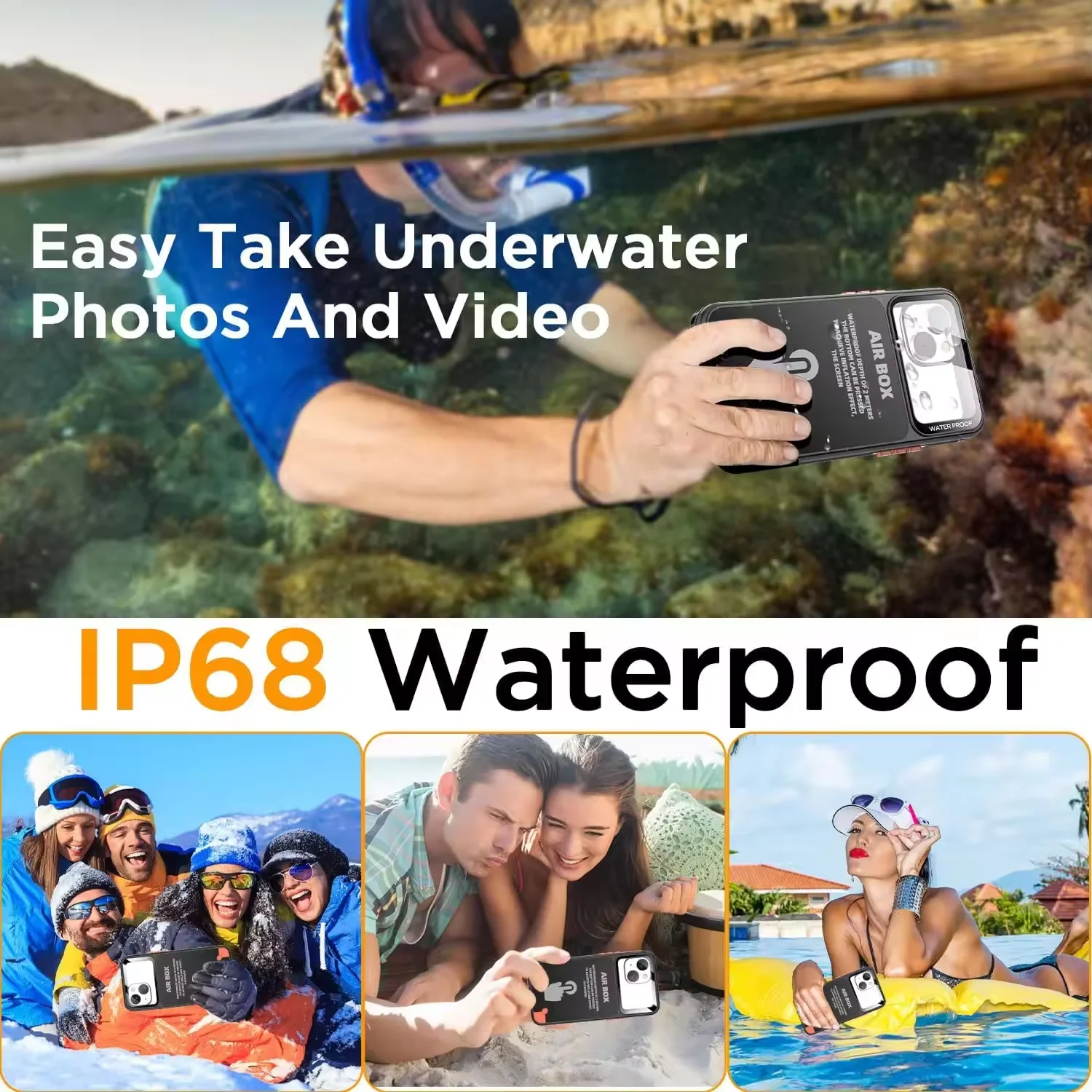 Waterproof Pouch For iPhone 15 Pro 16 14 Plus 13 12 Pro Max Underwater Touch Screen Case IP68 Professional Diving Cases