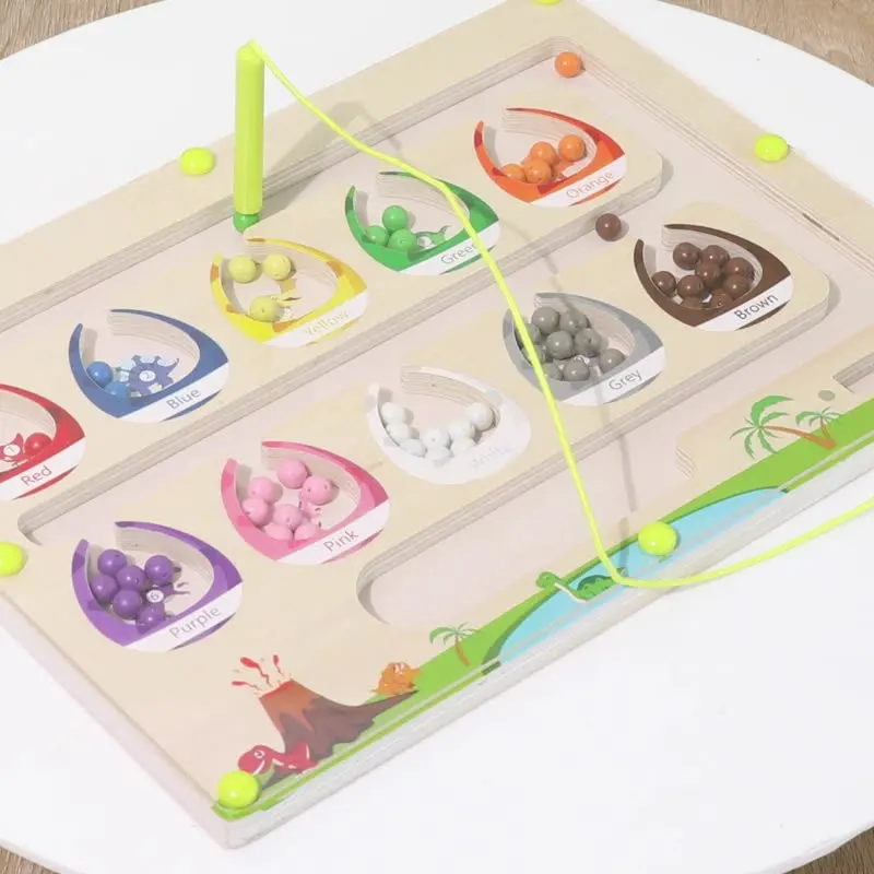 Magnetic Dinosaur Egg Sorter - Wooden Color Matching Board for Kids