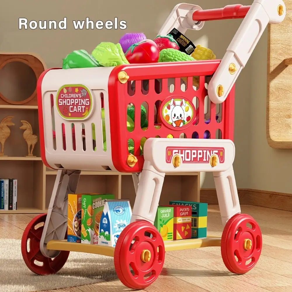 Multicolor Shopping Cart Set Simulation 1 Trolley Supermarket Trolley Storage Container Large Size Pretend Shopping Playset