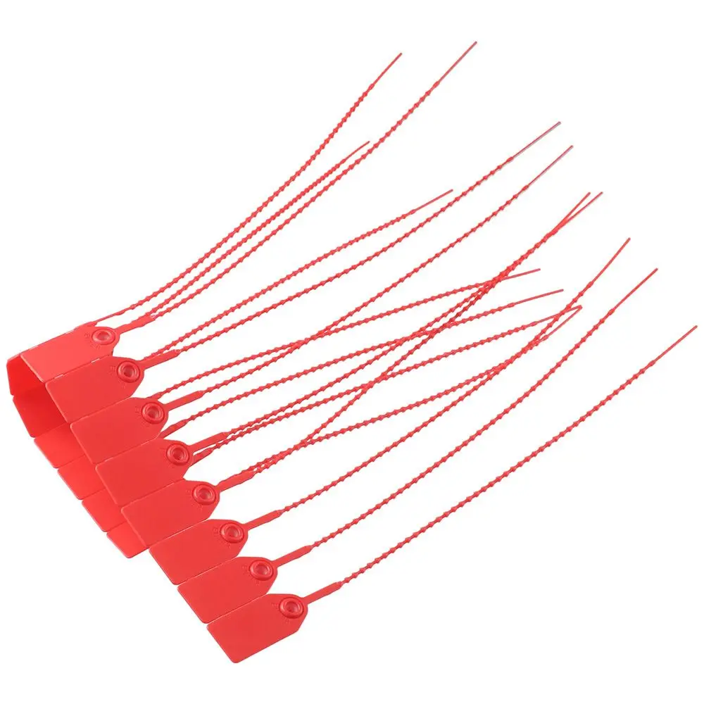 100pcs New Plastic Tamper Seals Red Disposable Numbered Zip Ties 250mm Pull Tite Security Tags Anti Demolition and Anti-theft