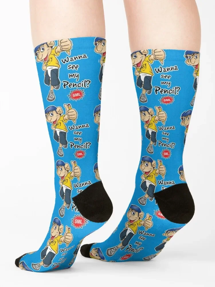 Jeffy veut voir mon crayon? Chaussettes de sport drôles SML Rick pour hommes et femmes, bottes de randonnée de loisirs, chaussettes de Noël anti-ALD