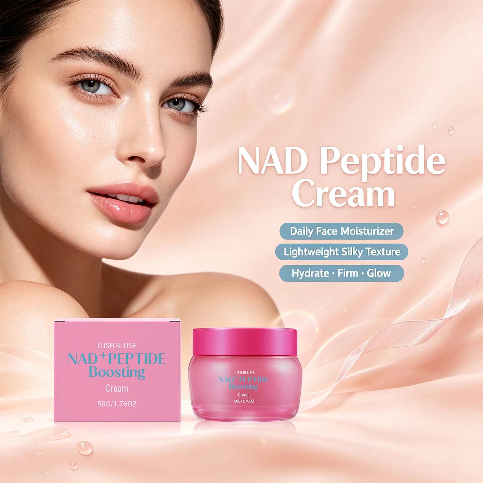 NAD+ Peptide Face Cream Nourishing Firming Moisturizer Improve Skin Elasticity Reduce Fine Lines Brightening Facial Cream