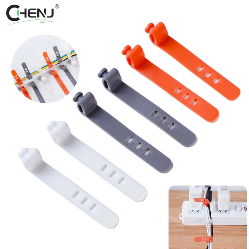 1set Cable Organizer Silica Data Line Cable Straps Electrical Wires Fixed Cable Organizer Earphone Cable 3 Holes Cord Winder