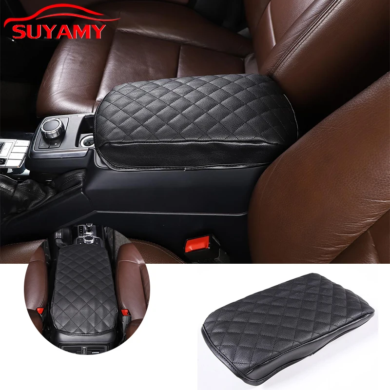 Car Central Control Armrest Box Checkered Leather Protective Cover For Mercedes-Benz G-Class W463 2013-2018 Car Accessories