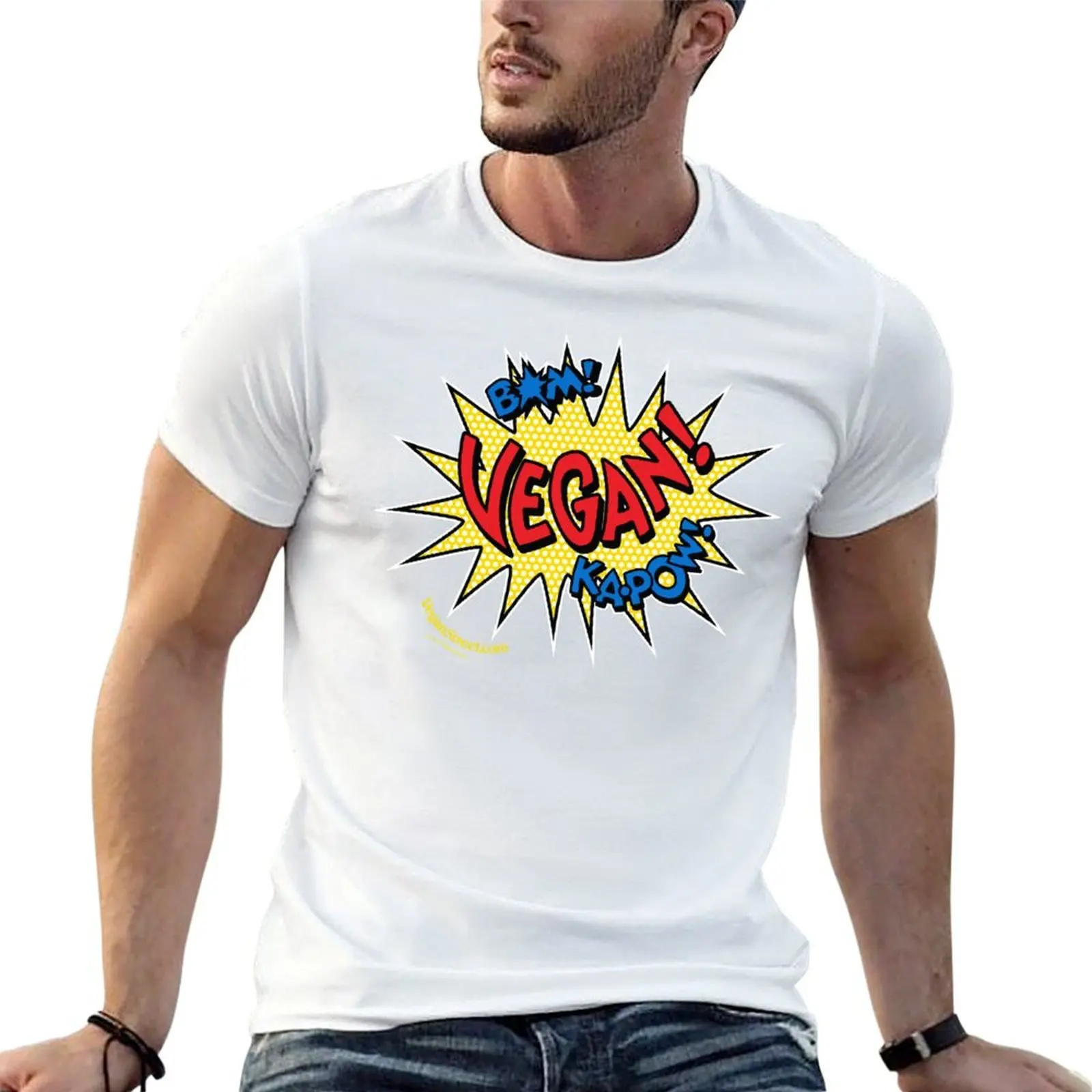

Bam! Ka-Pow! Vegan! T-Shirt man t shirt cotton graphic t shirts for man t shirts designer T-shirt