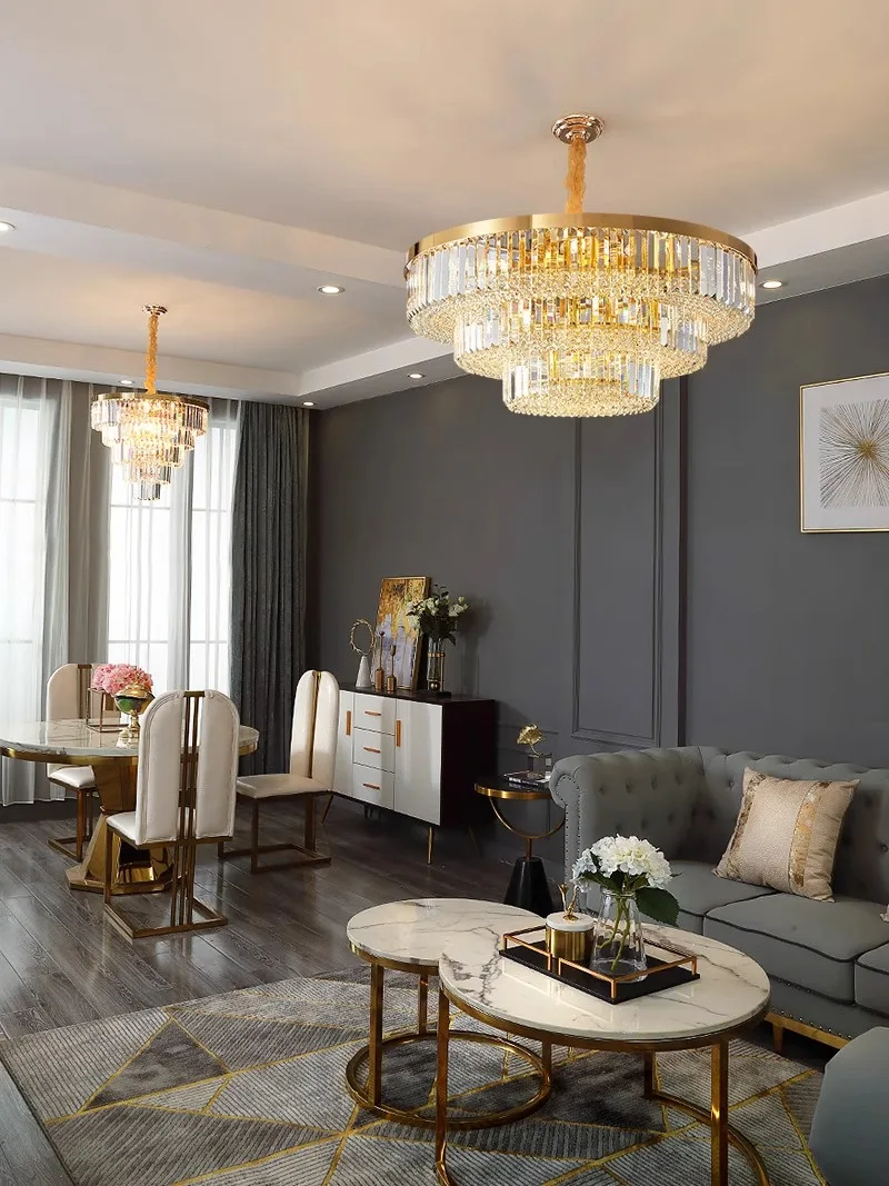 Luxury Nano-electroplating Crystal Chandelier Nordic Home Decoration Led Lustres Large Chandelier For Living Room Villa
