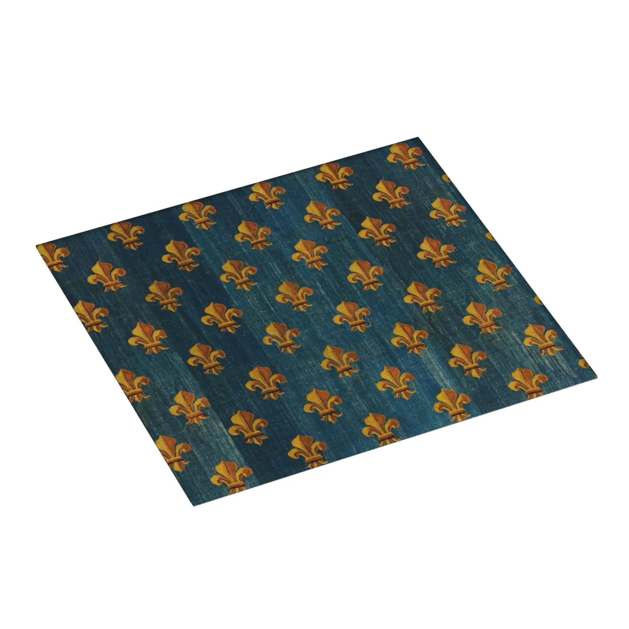 Gold Fleur De Lys Non‑Slip Waterproof Absorbent Barware Tableware Oil Proof Reusable Lily Flower Fleur-de-Lis Mat For Kitchen