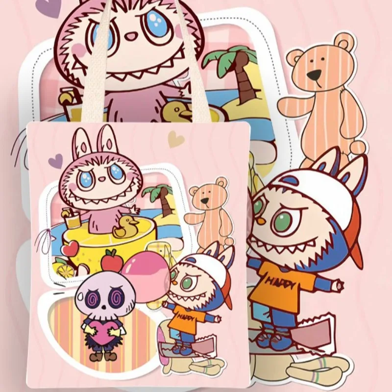 New Cute Anime Ropa Labubu Original POP MART Labubu Canvas Bag Ins Kawaii Large Capacity Shoulder Bag Handbag Holiday Gifts