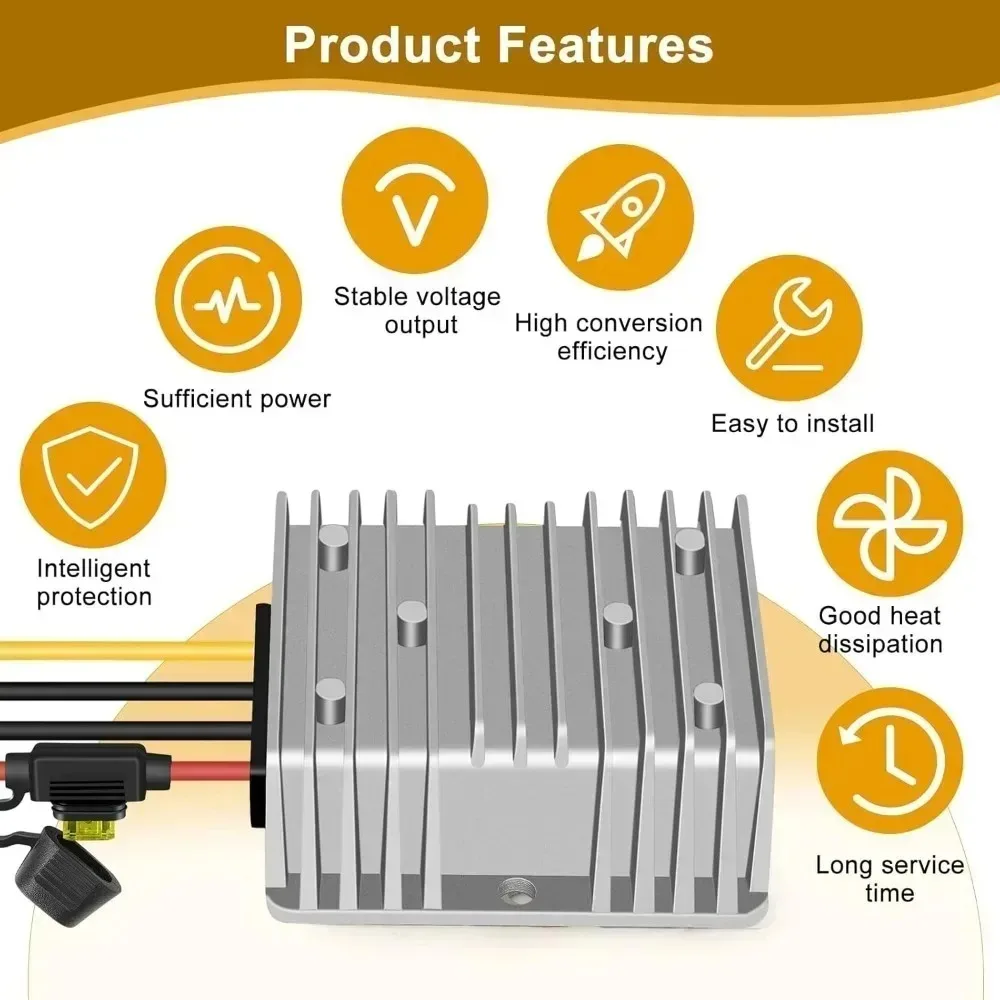 DC With Fuse Step-Down Converter 48V 36V to 24V 10A 15A 20A Voltage Transformer Waterproof Module Suitable For Golf Cars Boats