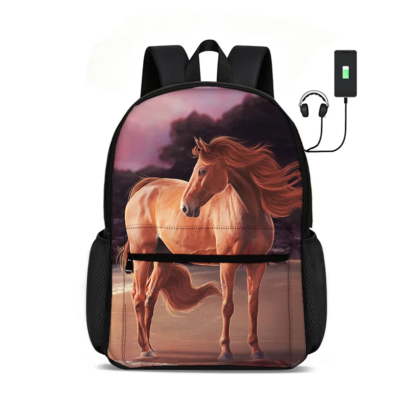 Large-capacity Backpack Horse Fashion Student Knapsack Best Gift School Large Capacity Backpack Multi-function Practical